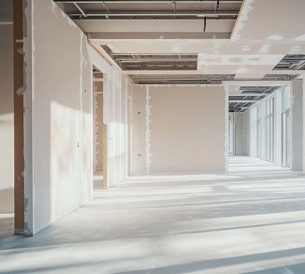 interior of a new home after the drywall has been repaired